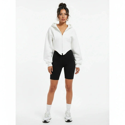 Cardigan Hoodie Jacket — white front