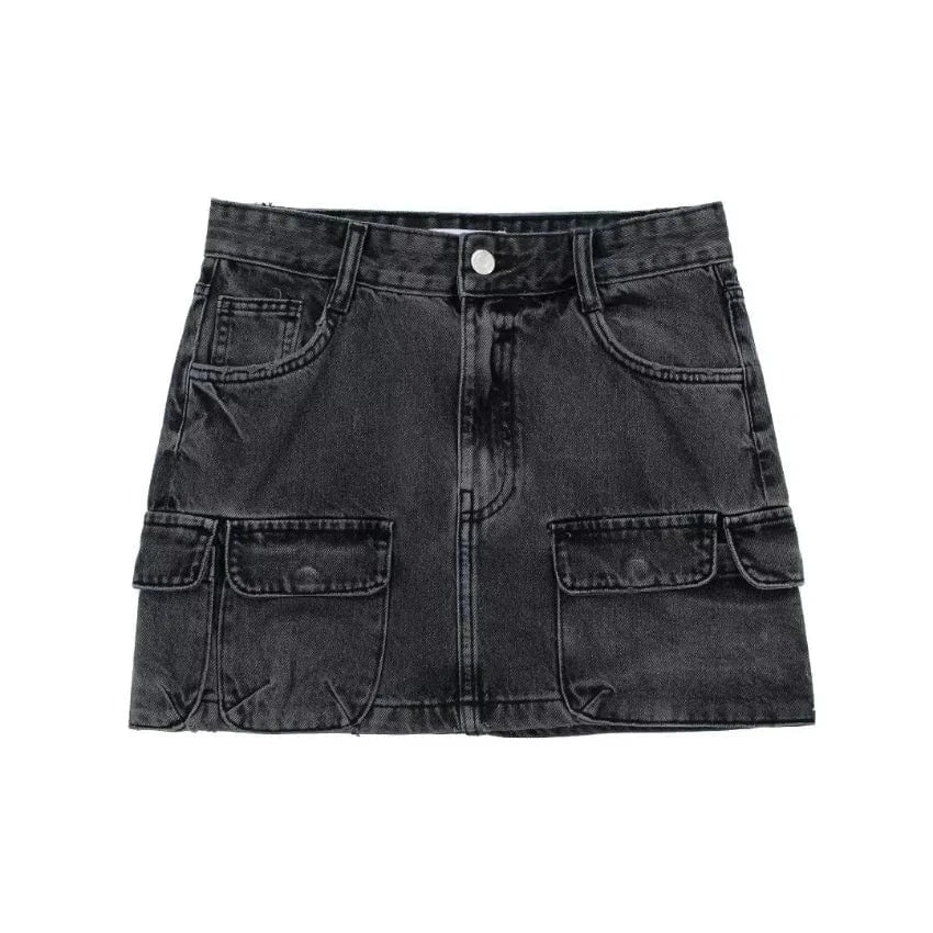 Cargo Denim Mini Skirt