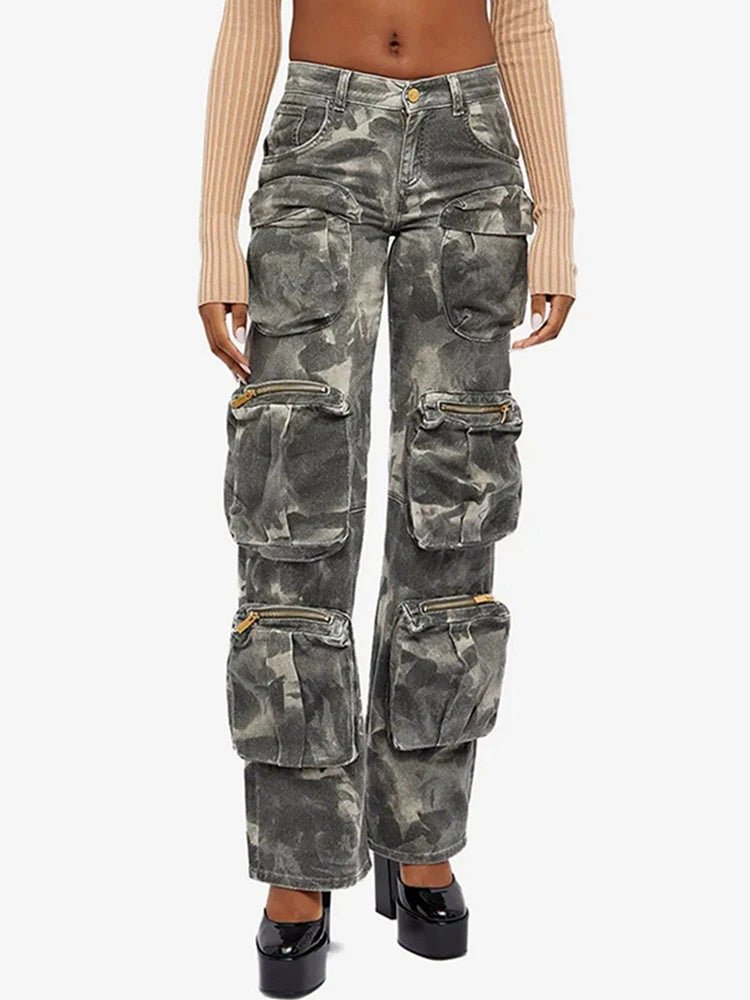 Cargo Pants with Paint Splatter Pattern