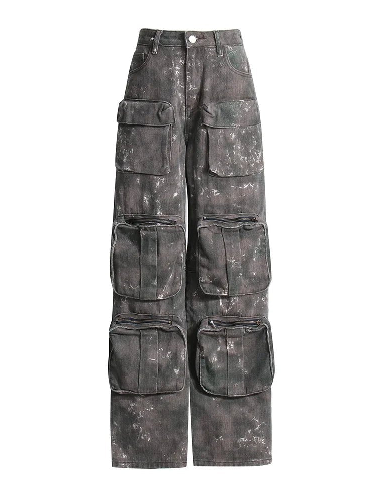 Cargo Pants with Paint Splatter Pattern