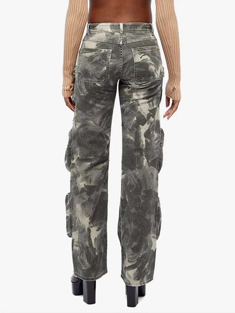 Cargo Pants with Paint Splatter Pattern