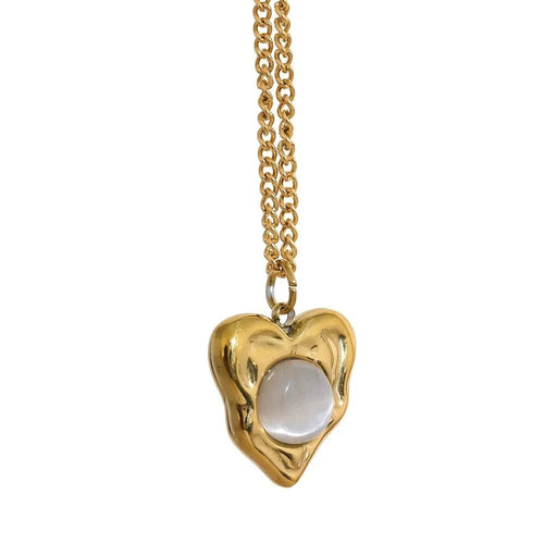 Cat Eye Heart Pendant Necklace