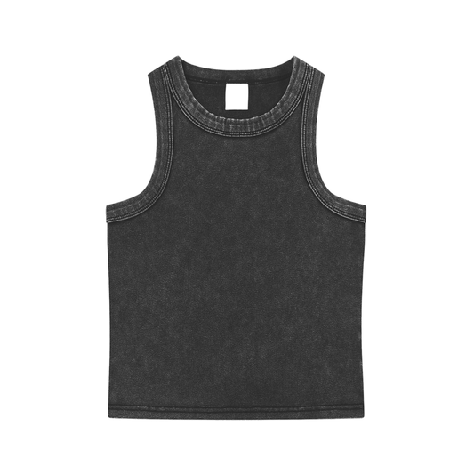 Acid wash black tank top