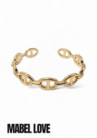 Chain Detail Gold Cuff Bracelet no - Mabel Love Co - Bracelets