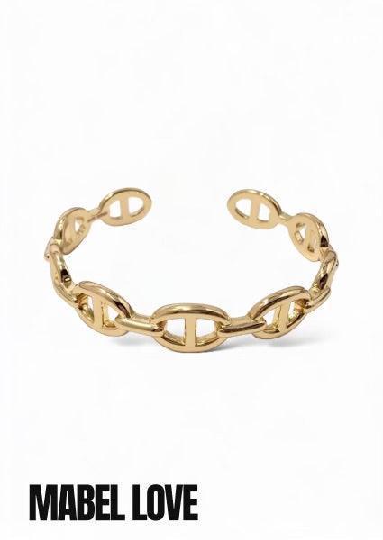 Chain Detail Gold Cuff Bracelet no