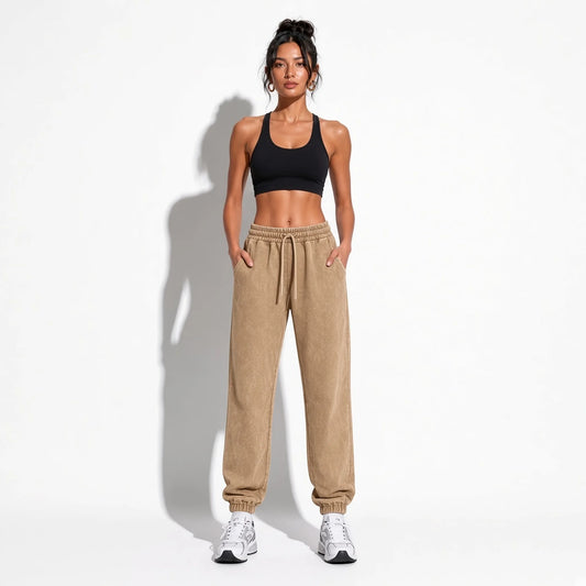 Acid Wash Sweatpants — Champagne front
