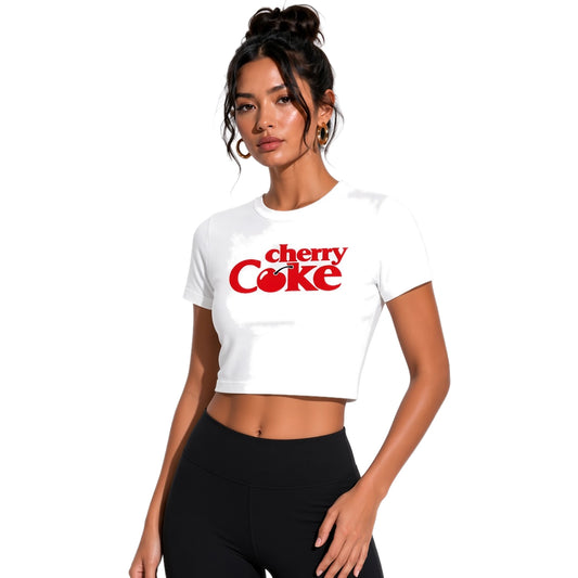 Cherry Coke Crop Tee — close-up