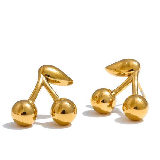 Gold Cherry Earrings