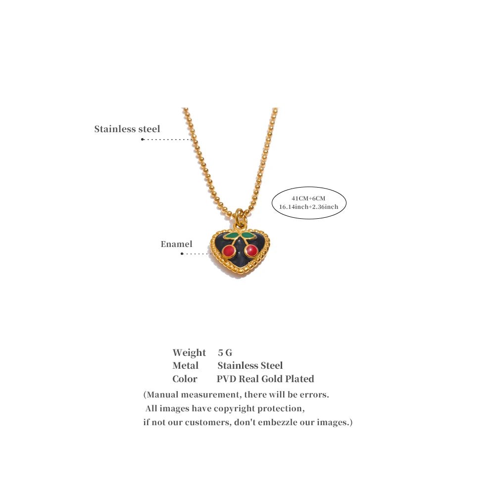 Cherry Heart Necklace - Size details