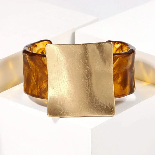 Chic Matte Metal Square Bangle - Party Essential