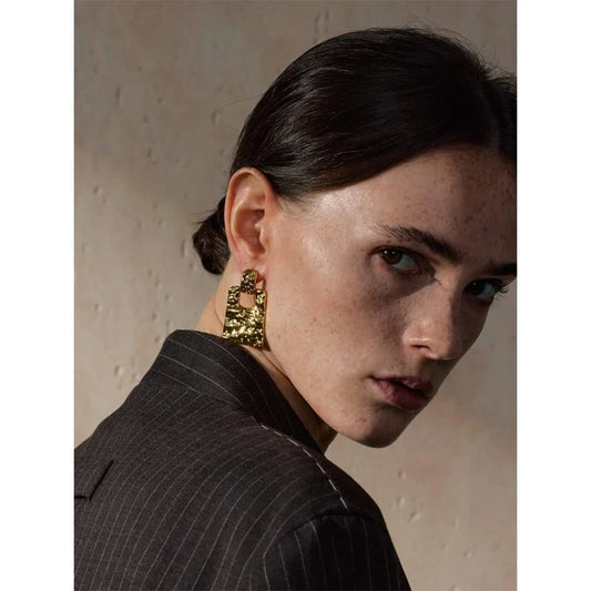 Chic Stainless Steel Hammer Drop Earrings