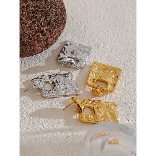 Chic Stainless Steel Hammer Drop Earrings