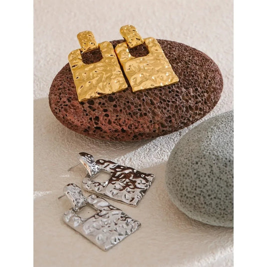 Chic Stainless Steel Hammer Drop Earrings