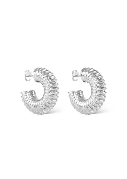 Chunky Spring Silver Hoops