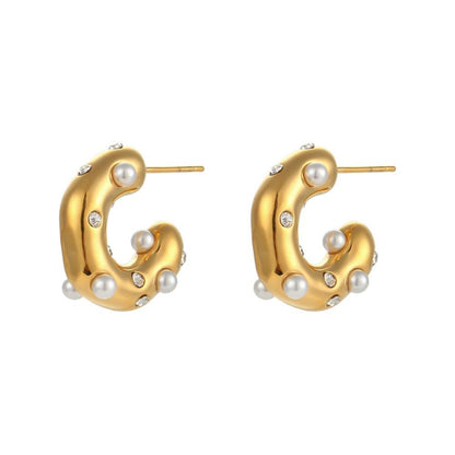 Chunky Stainless Steel Gold Plated Earrings