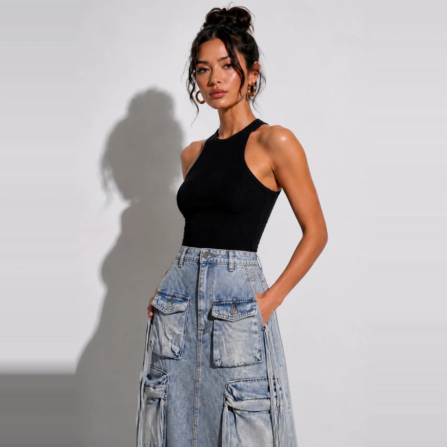 Multi Pocket Maxi Skirt — close-up