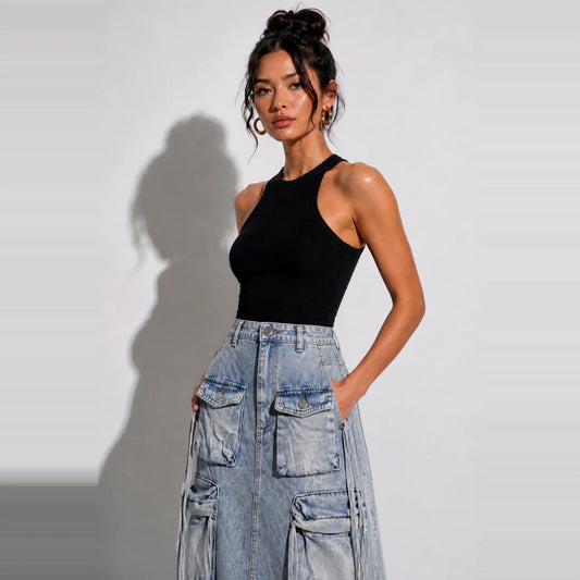 Multi Pocket Maxi Skirt — close-up