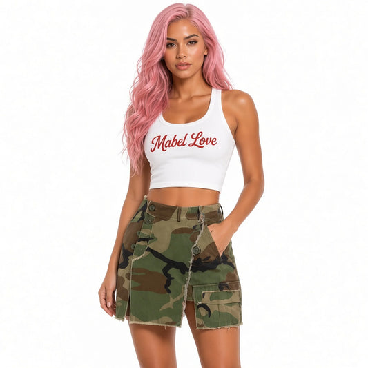 Camo Cargo Mini Skirt — close-up