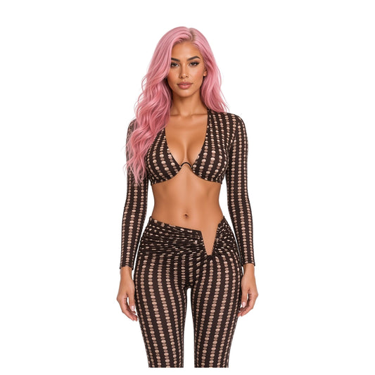 Deep V Polka Dot Capri Set — close-up