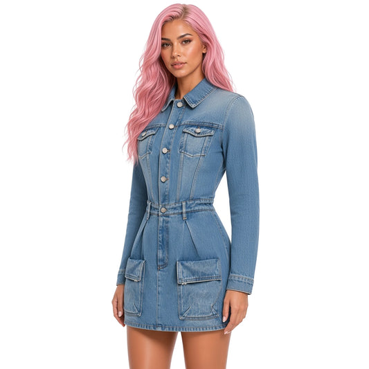 Mini Denim Dress 3 Piece Set — close-up