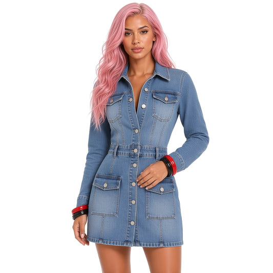 Mini Denim Dress — close-up