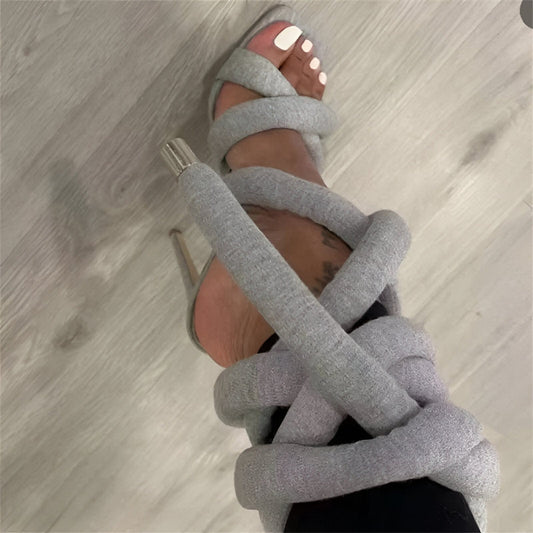 Cloth Rope Lace - Up Heels