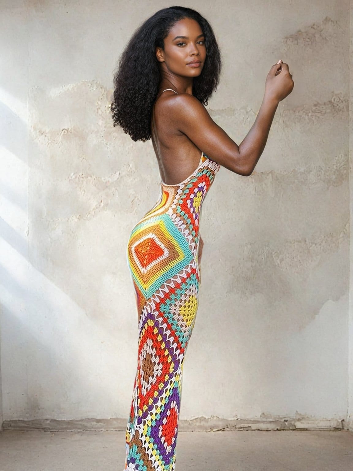 Colorful Diamond Crochet Maxi Dress