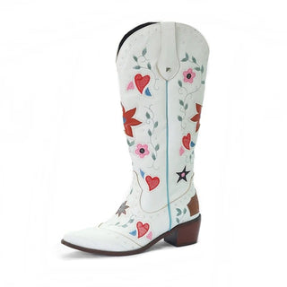 Cowboy High Boots with Embroidered Flowers and Hearts - Mabel Love Co - Cowboy High Cut Boots