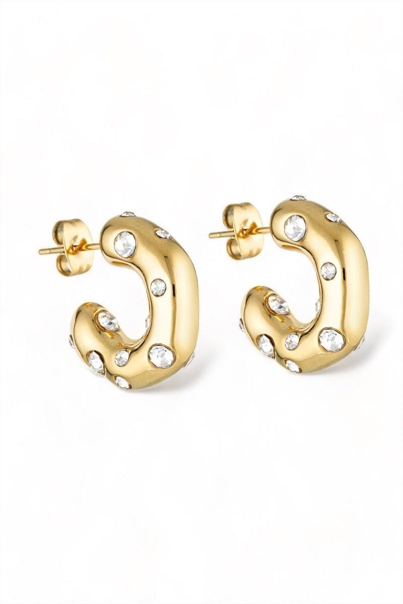 Crater Pearl Zirconia Hoop Earrings