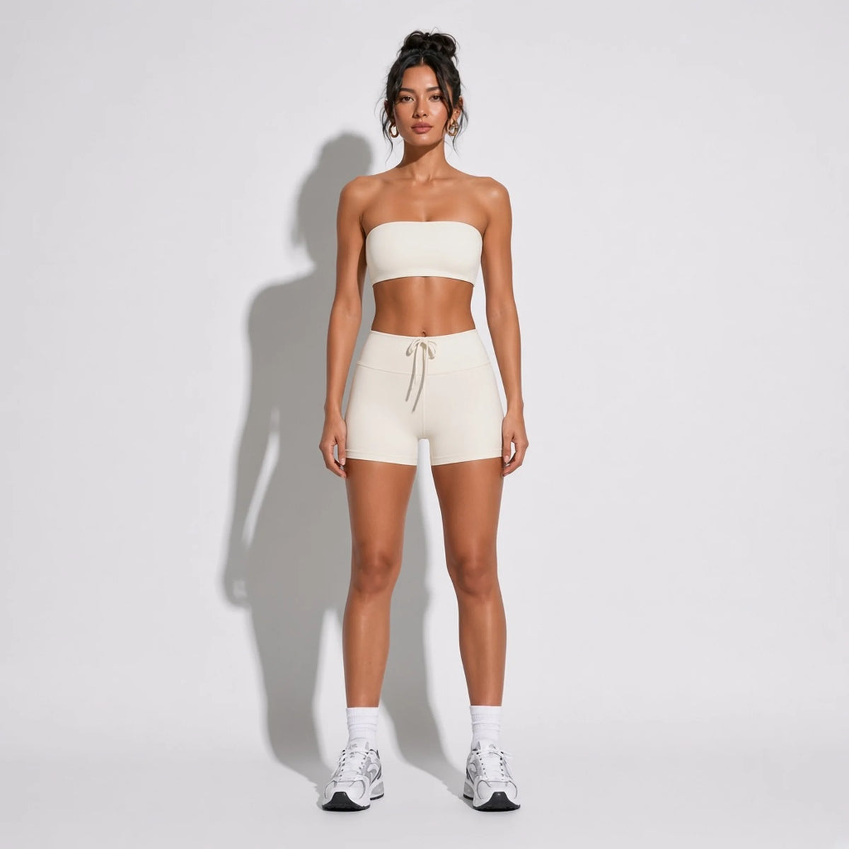 Strapless Sports Bra — Cream front