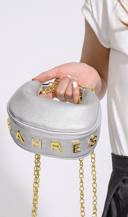 Crescent Mini Handbag with Gold Chain