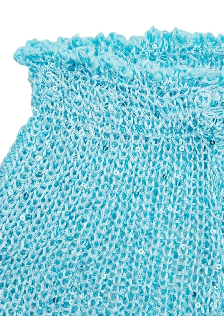 Light Blue Crochet Short Set - Fabric details