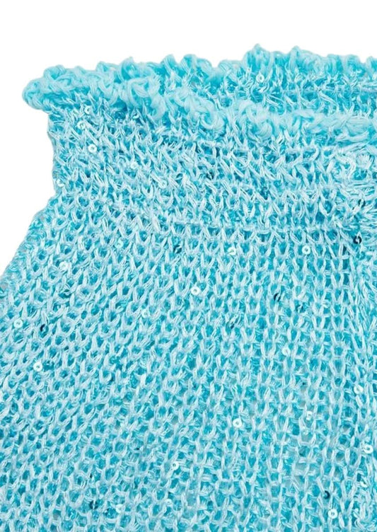 Light Blue Crochet Short Set - Fabric details