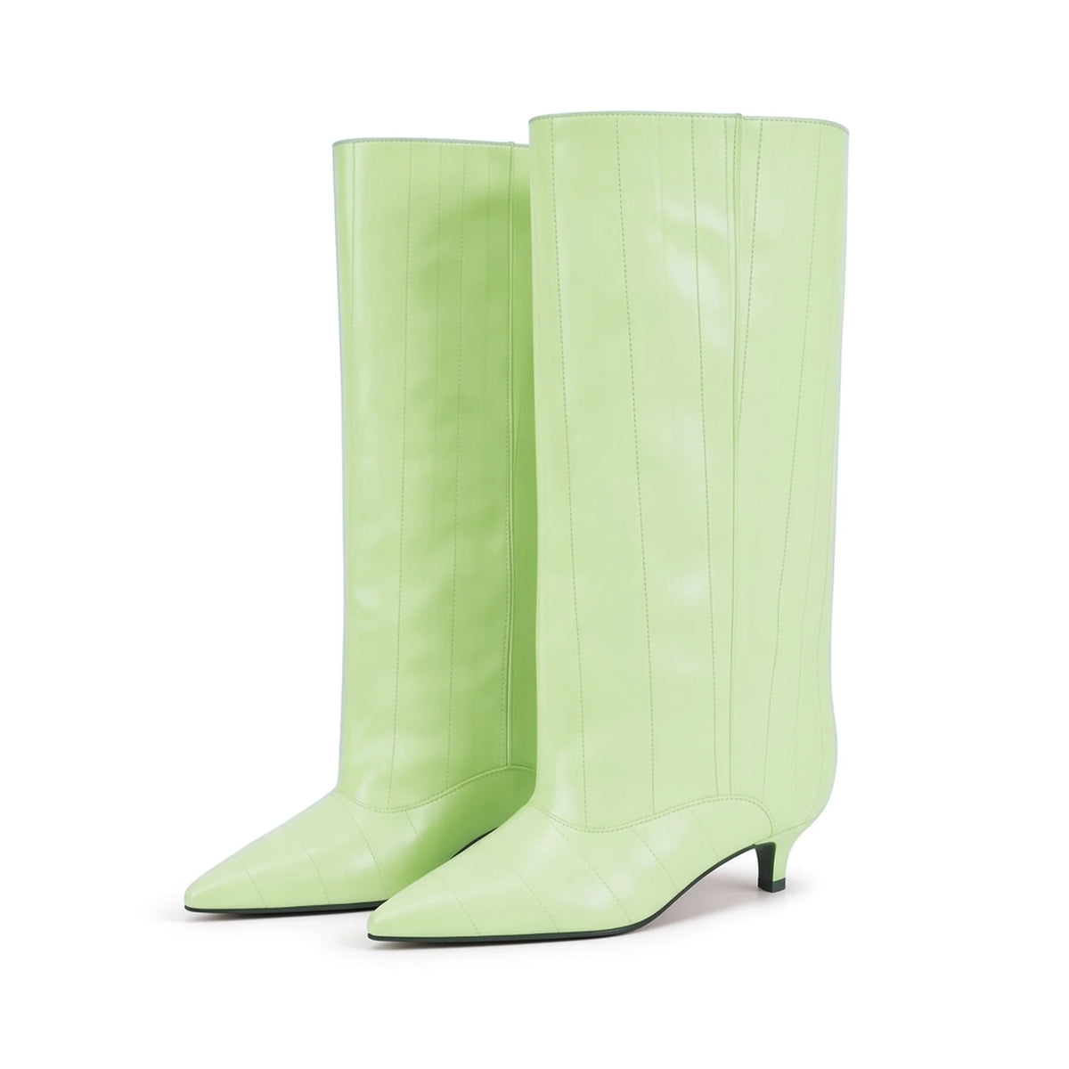 Crocodile Knee High Boots — cyan front