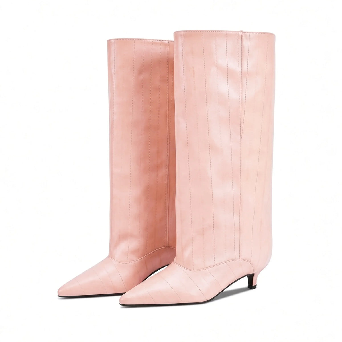 Crocodile Knee High Boots — pink front