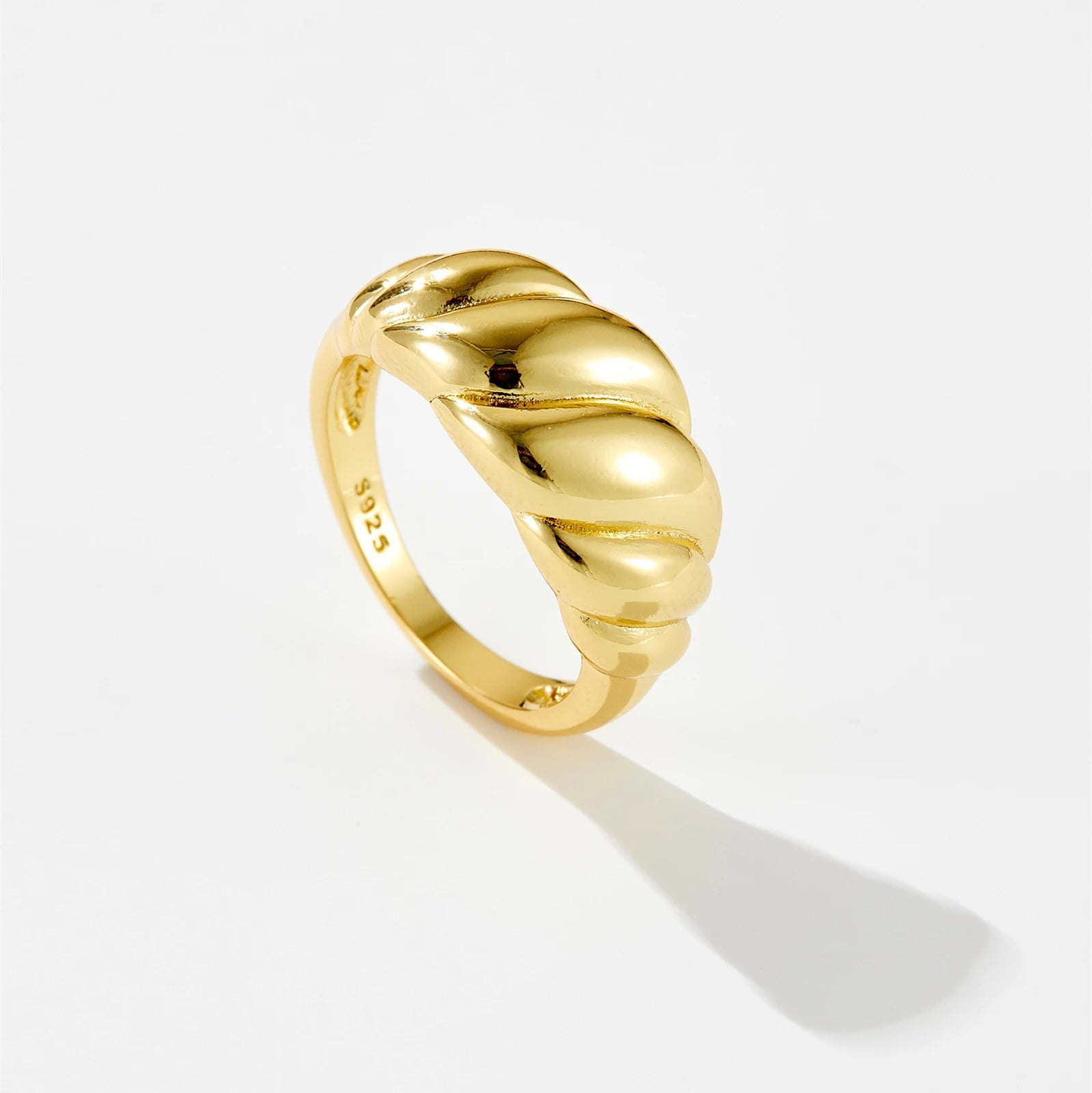 Gold Croissant Dome Rings