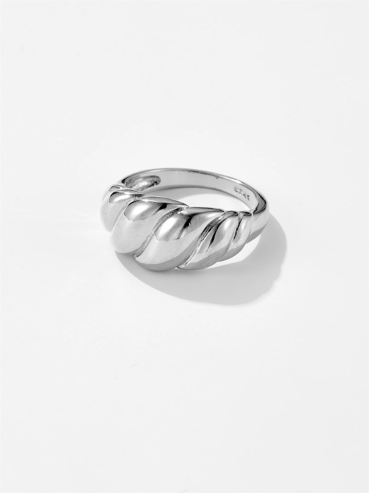 Silver Croissant Dome Rings 2