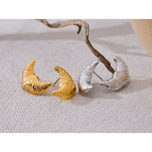 Croissant Earrings Gold & Silver 2