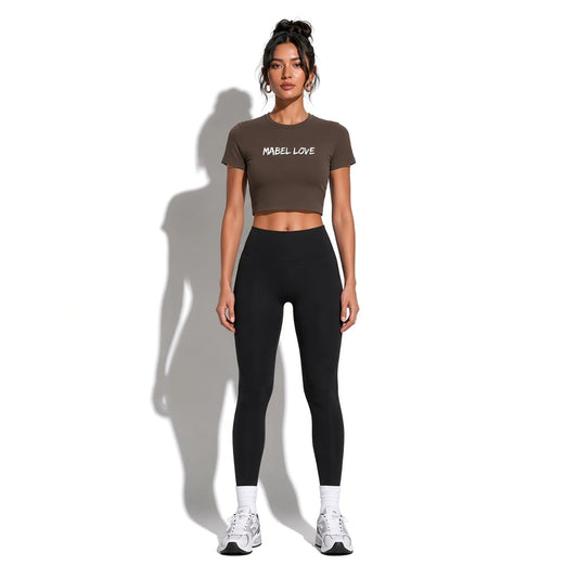 Women’s Performance Crop T-Shirt — coffee front