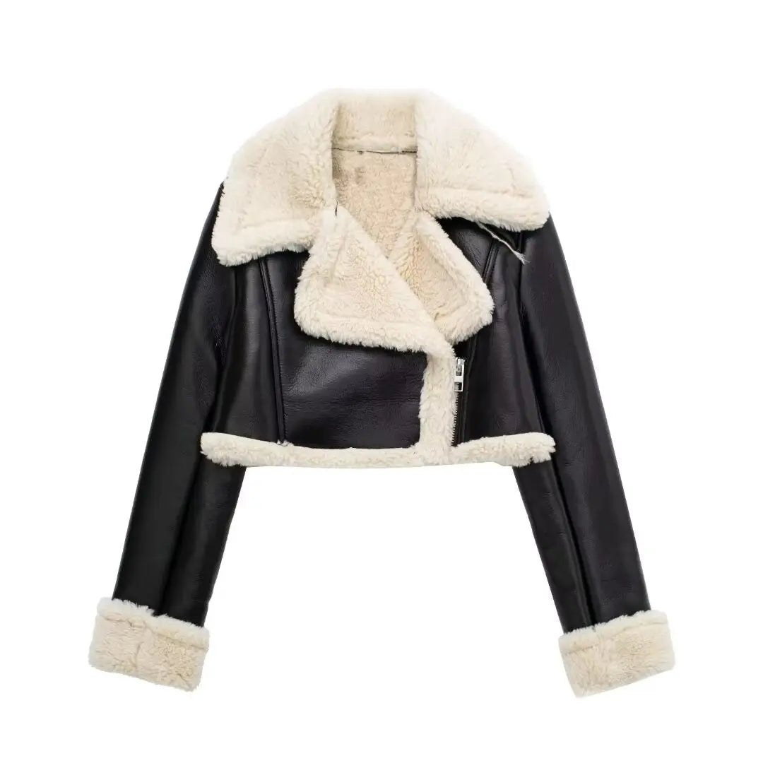 Lambswool & Leather Cropped Jacket