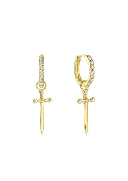 Cross Dagger Hoop Earrings