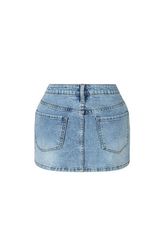 Cross Denim Mini Skirt