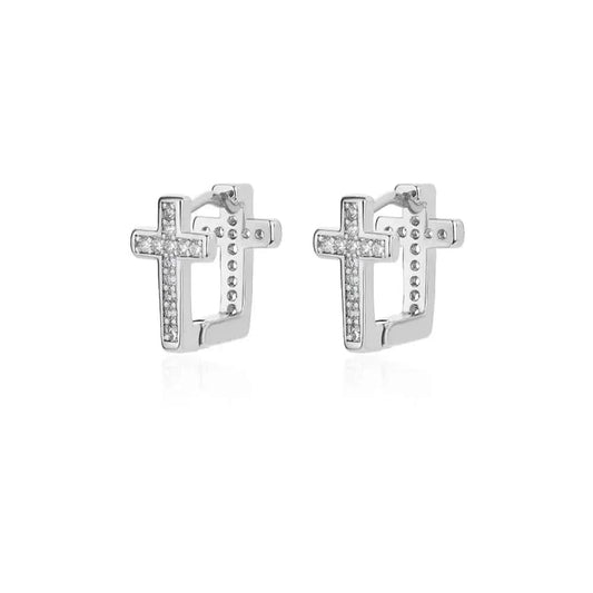 Cross Hoop Earrings