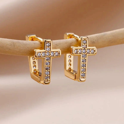 Cross Hoop Earrings