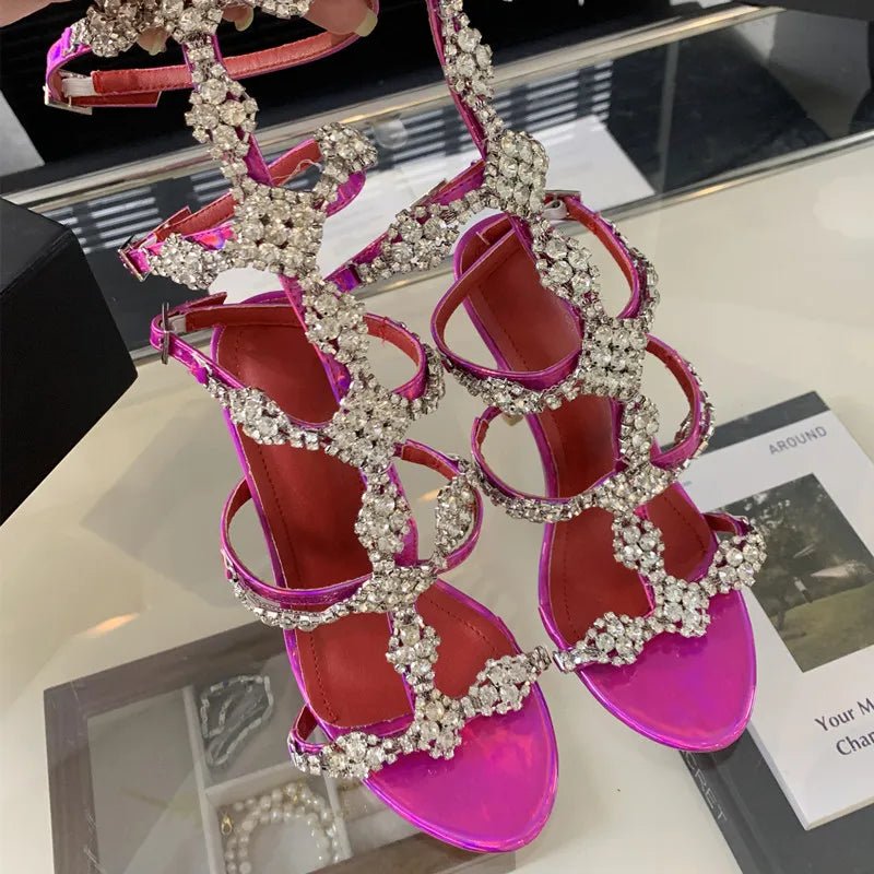 Pink Crystal Embellished Heels - Display Only 2