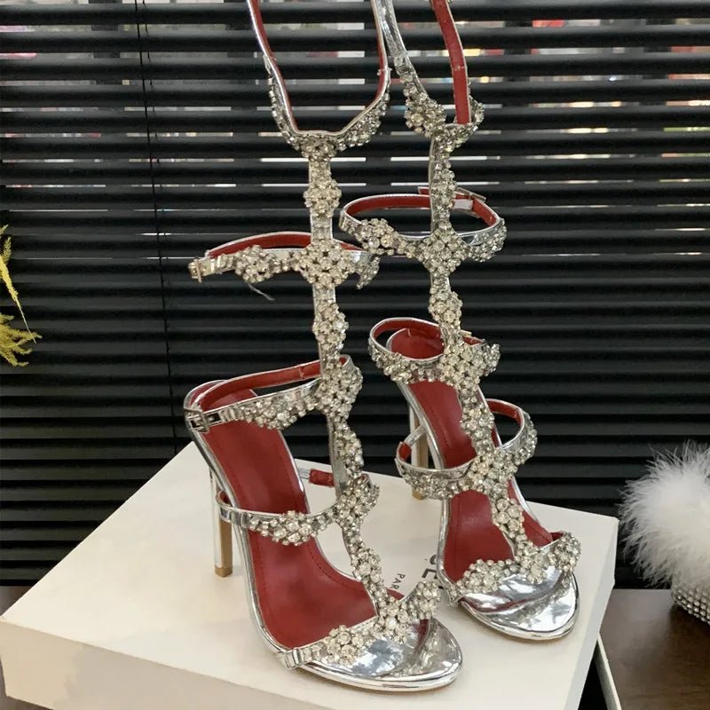 Silver Crystal Embellished Heels - Display Only