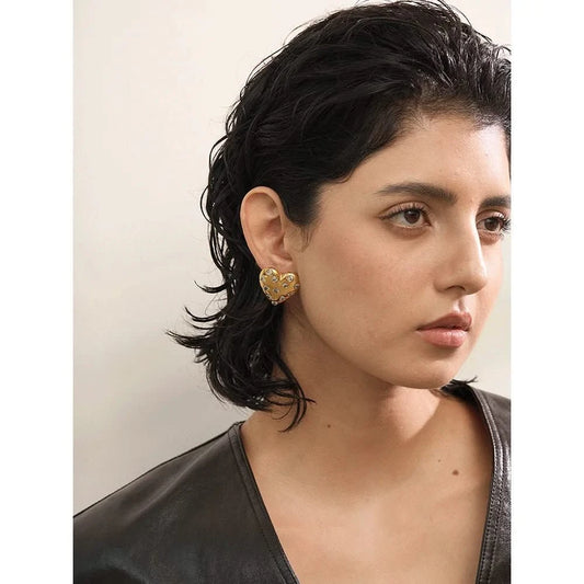 Crystal Heart Stud Earrings