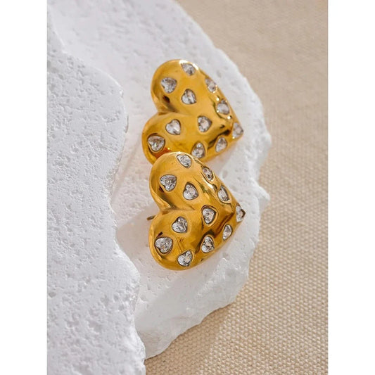 Crystal Heart Stud Earrings