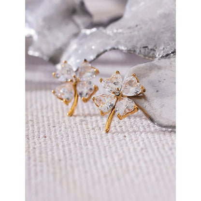 Cubic Zirconia Flower Stud Earrings