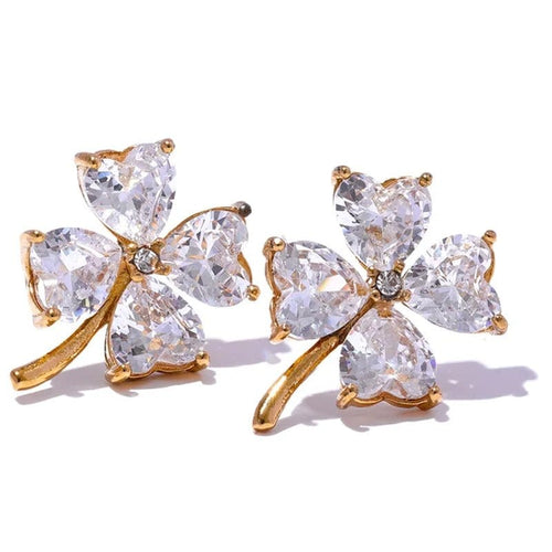 Cubic Zirconia Flower Stud Earrings